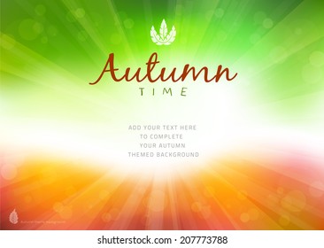 Autumn time background with text - illustration. Vector illustration of a glowing Autumn time background.