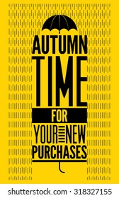 Autumn time retro poster. Vector typographical design for autumn sales.