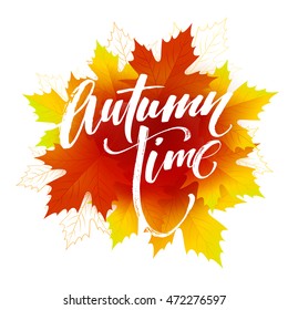 Autumn time seasonal banner design. Fall leaf. Vector illustration EPS10