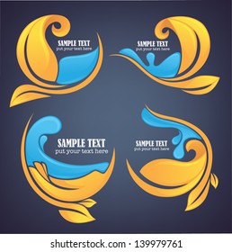 autumn time, vector collection of floral and water stickers and labels