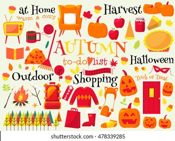 autumn to-do list,halloween,fall,season change,holiday illustration