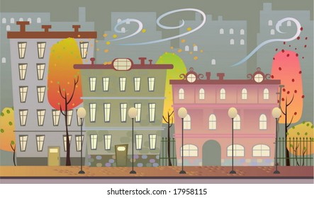 autumn town landscape.