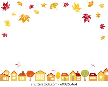 Autumn town scape vector background