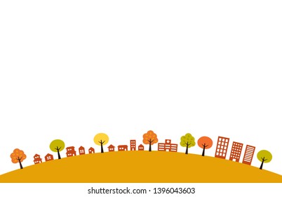Autumn Townscape and white background 