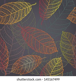 Autumn transparent leaves pattern background