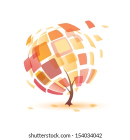 autumn tree, abstract vector icon