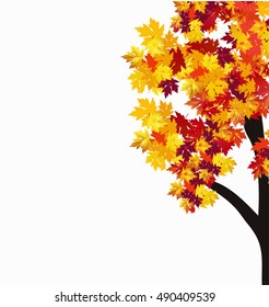Autumn tree against white background. Vector Illustration