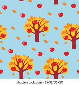 Autumn, a tree with apples.The pattern.