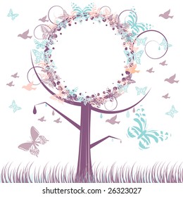 Autumn tree background with copy space isolated on a white background