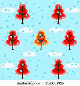 Autumn tree background, rain