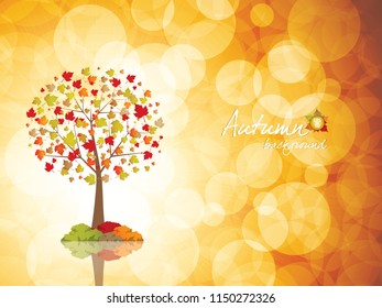 Autumn tree background, season concept vector illustration