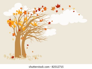 Autumn tree background with space for text