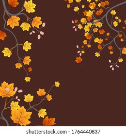 Autumn tree background. Template banner vector illustration