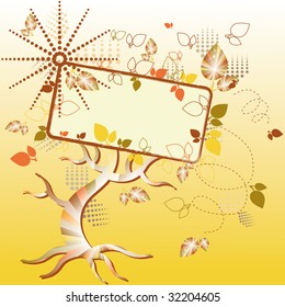 autumn tree billboard with design elements and copy space