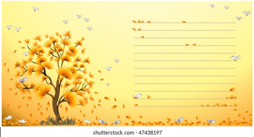 autumn tree in blossom with text area