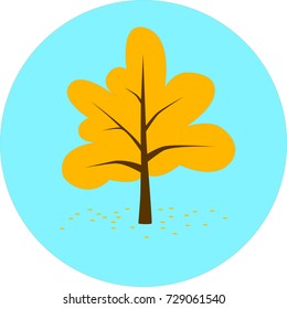 autumn tree in blue round