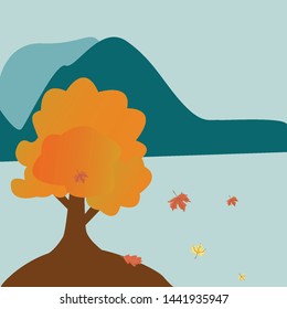 autumn tree with blue sky