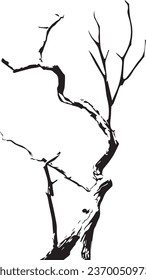 Autumn tree branch, silhouettе of bare branch. Vector illustration.