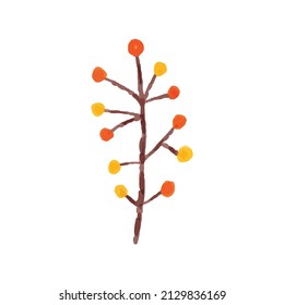 Autumn Tree Branch Watercolor Illustration