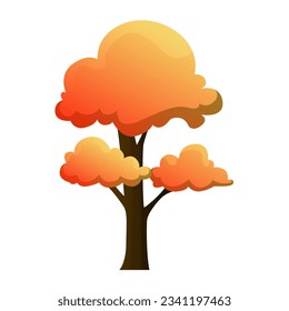 autumn tree in cartoon style vector design
