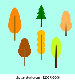 Autumn tree collection six. style vector graphic illustration set