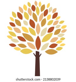 Autumn tree, autumn colors on a white background, suitable for logo. Natural forest. Design template. Family life of the community. Vector illustration.eps