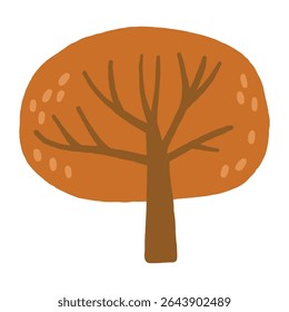 Autumn tree doodle illustration, autumn tree isolated, autumn cozy 