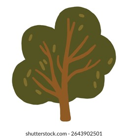 Autumn tree doodle illustration, autumn tree isolated, autumn cozy 