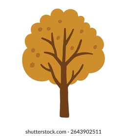Autumn tree doodle illustration, autumn tree isolated, autumn cozy 