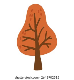 Autumn tree doodle illustration, autumn tree isolated, autumn cozy 