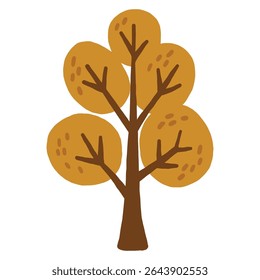 Autumn tree doodle illustration, autumn tree isolated, autumn cozy 