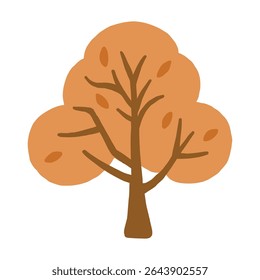 Autumn tree doodle illustration, autumn tree isolated, autumn cozy 