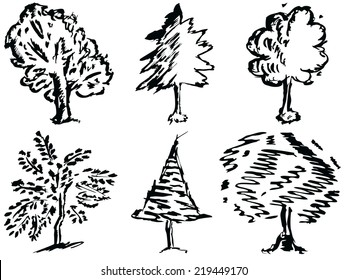 autumn tree drawing vector