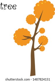 autumn tree is drawn in vector graphics