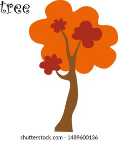 AUTUMN TREE drawn in vector graphics
