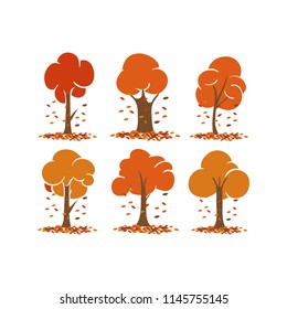Autumn tree element set collection