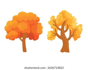 Autumn tree. Autumn, fall. Flat vector clipart, illustration with isolated background.