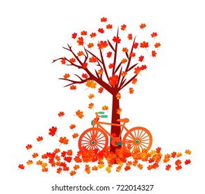 Autumn tree. Fall Leaves Background
