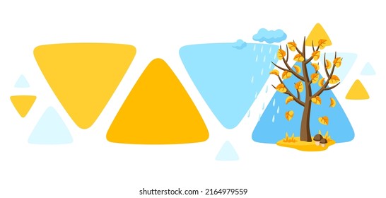 Autumn tree with falling yellow leaves. Seasonal illustration.