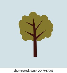 Autumn tree with flat illustration