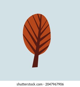 Autumn tree with flat illustration