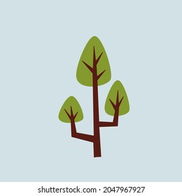 Autumn tree with flat illustration