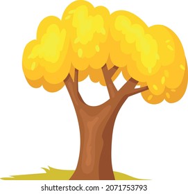 Autumn tree. Gold scenery of november season, fantasy vector design isolated on white background