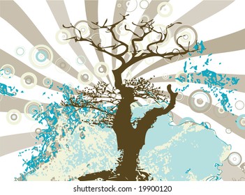 Autumn tree grungy abstract vector design