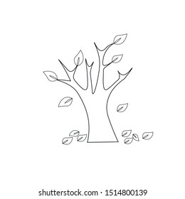 autumn tree hand draw. Vector illustration isolated on white background