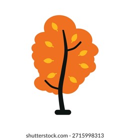 Diseño de icono de árbol de otoño con estilo de tronco mínimo y Elementos decorativos de hojas