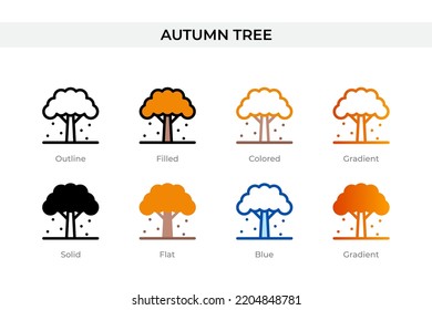 autumn tree icon in different style. autumn tree vector icons designed in outline, solid, colored, filled, gradient, and flat style. Symbol, logo illustration. Vector illustration