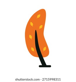 Ilustración del icono del árbol de otoño con forma de tronco delgado y Colores de otoño simples