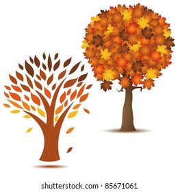 Autumn tree icon isolated on white. VECTOR