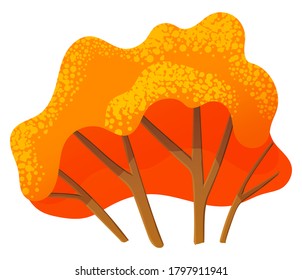 Autumn tree icon, isolated symbol of nature, wood, forest, tree with orange leaves, crown, organic plant with stem, landscape interface, natural concept, environment, flora, organic high, botany